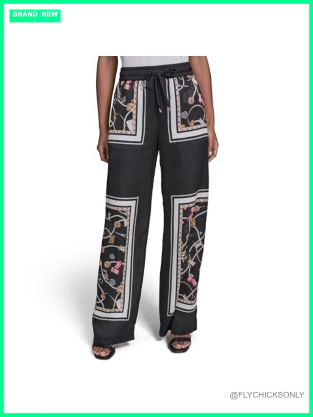 Women's Printed Soft Pants Wide Leg Drawstring Mid Rise Loose Fit Travel